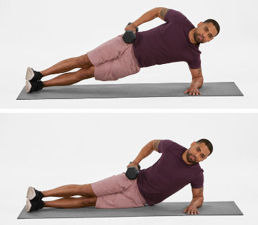 Side plank, a lower back, hip and abdomen exercise