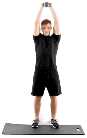 exercício de kettlebell de extensão de tríceps em pé