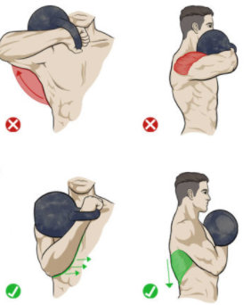 rack position for exercises with kettlebells
