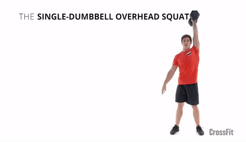 overhead squat, esercizio con kettlebell