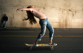 Skateboard to practice body balance