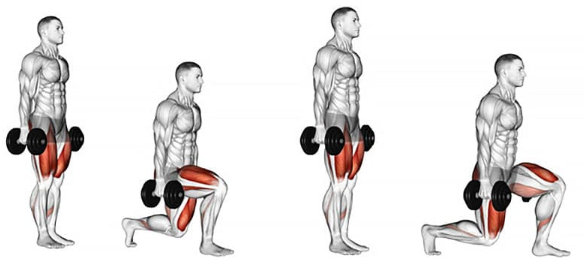 Lunges, exercises for quadriceps and glutes