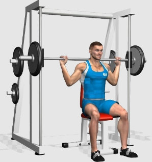 Seated neck press exercise on Multipower machine