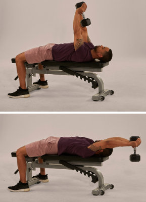 Dumbbell chest pull-over bench exercise