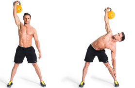 esercizio del mulino a vento con kettlebell