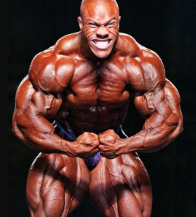 Doped up bodybuilder doing the most muscular pose