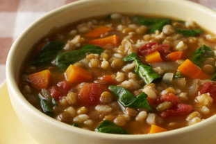 Barley and lentil soup for the best vegetable protein