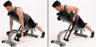 Incline bench dumbbell row exercise