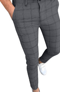 Pantalon skinny à carreaux gris pour garçon