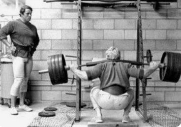 Arnold and Tom Platz at Gold's Gym