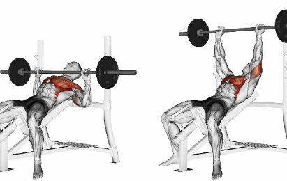 Close bench press for triceps with straight bar