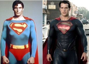 Musculatura do antigo Superman e do novo Superman